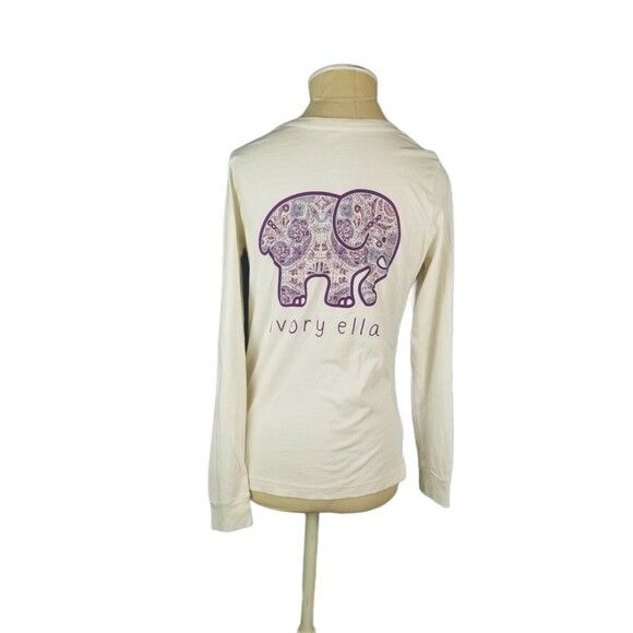 Ivory Ella Women's Long Sleeve Cotton T Shirt Top Elephant Logo Size Small - Picture 4 of 7